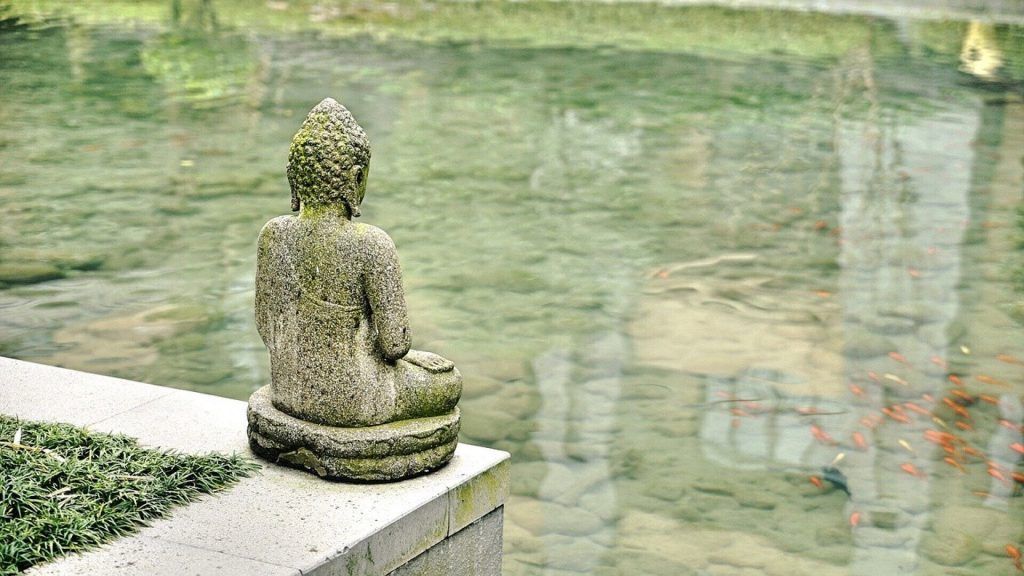 buda, lago, paz, naturaleza, silencio