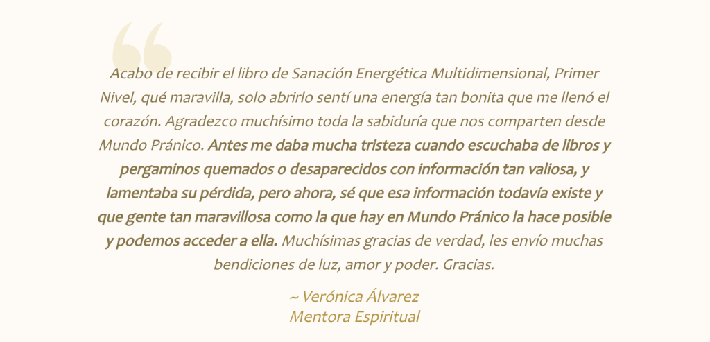 Testimonio libro primer nivel de Sanación por Verónica Álvarez